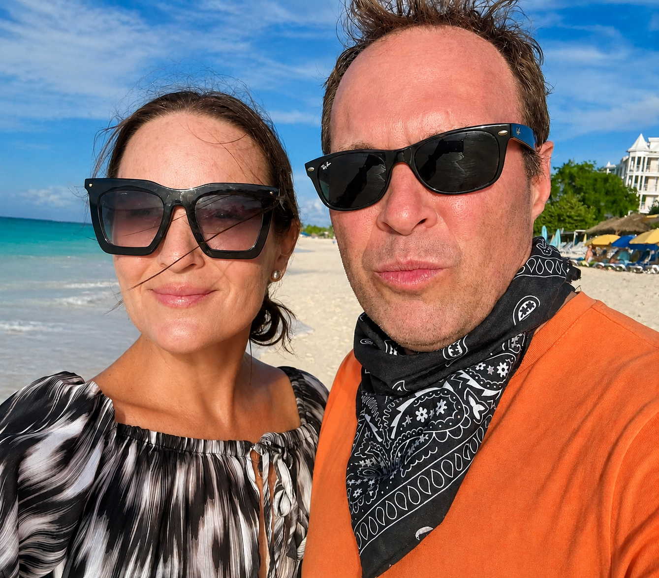 Leigh and Dave, the owners and hosts of Villa Okeanos, on the beach at Shoal Bay East, Anguilla